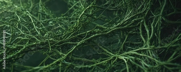 Fototapeta Intricate green organic lines, abstract wallpaper ,  swirls,  nature,  background