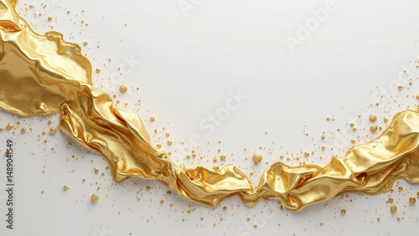 Fototapeta Golden Glitter Sparkle on White Background, Shimmering Luxury Texture Effect