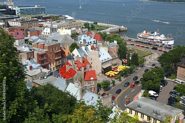 Obraz Historic Quebec City , looking down on the beautiful old buildings from above.