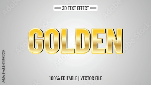 Fototapeta Golden shiny 3d text effect editable eps vector with white background, text effects
