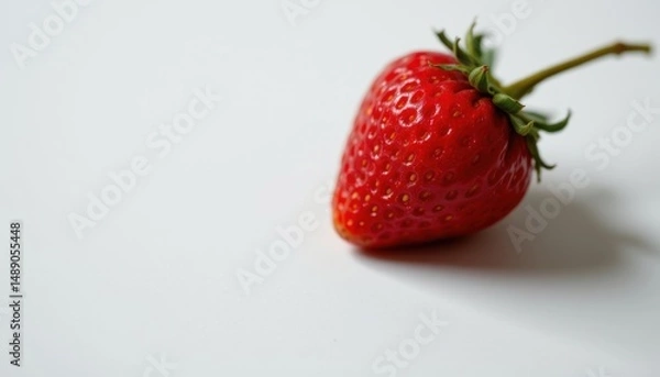 Fototapeta A vibrant and appetizing close-up shot of a single, luscious strawberry