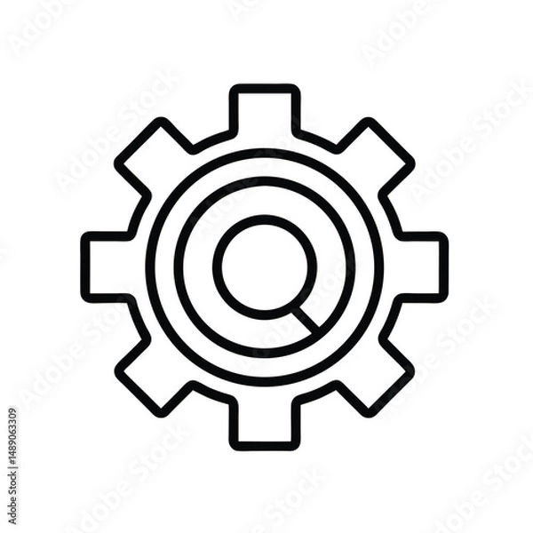 Fototapeta Gear Icon Vector Illustration – Mechanical Settings and Configuration Symbol on White Background