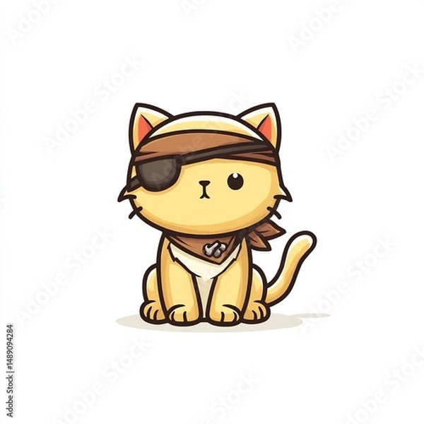 Fototapeta Chibi pirate cat with eyepatch 