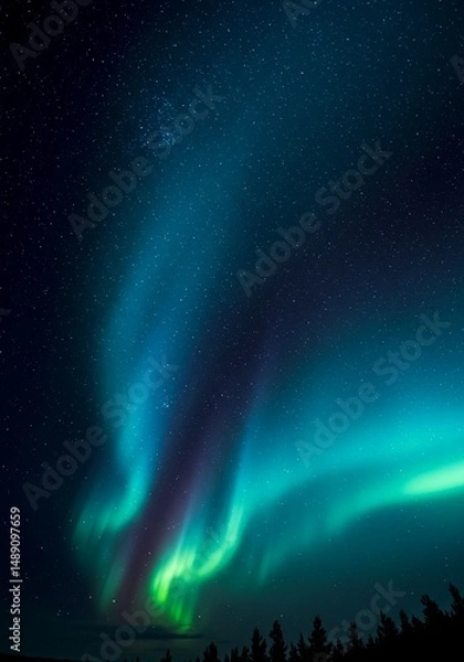 Obraz 노르웨이, 핀란드, 스웨덴, 아이슬란드, 캐나다, 알래스카 오로라 신비로운 광활한 빛나는 별 