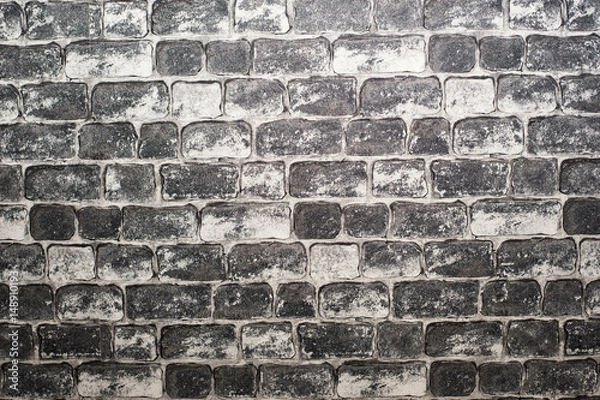 Obraz Old brick wall background. Grunge texture. Black wallpaper. Dark surface