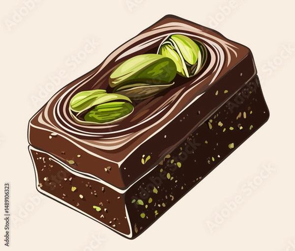 Obraz Dubai chocolate with pistachios. Vector isolated illustration
