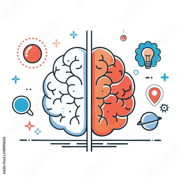 Fototapeta Brain Hemispheres: Exploration of Left and Right Brain Functions