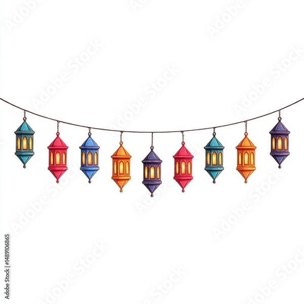 Obraz Ramadan street decorations with lanterns 