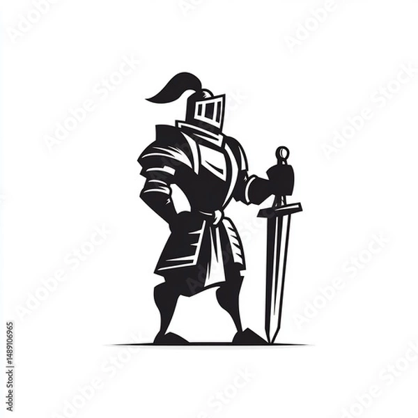Obraz knight silhouette with sword