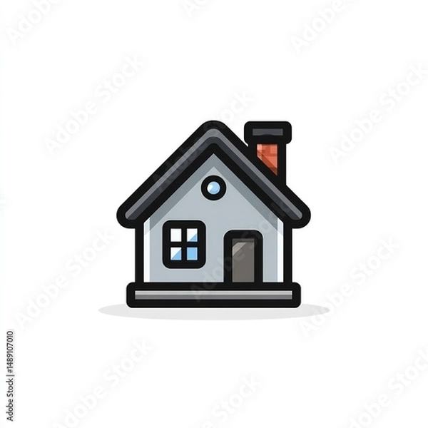Obraz simple house icon with chimney