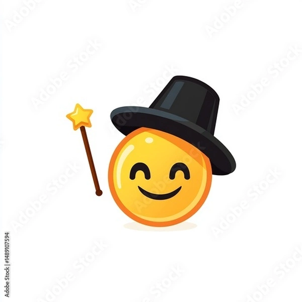 Obraz Magic emoji with wizard hat and wand