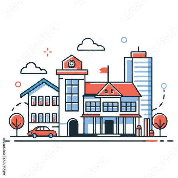 Fototapeta Concept Illustration for a Modern and Environmentally Friendly Building