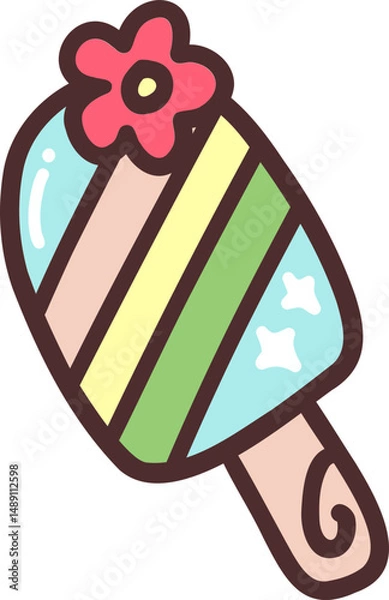 Obraz Colorful Popsicle with Flower Summer Illustration