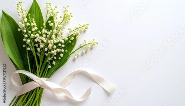 Fototapeta スズランとリボン