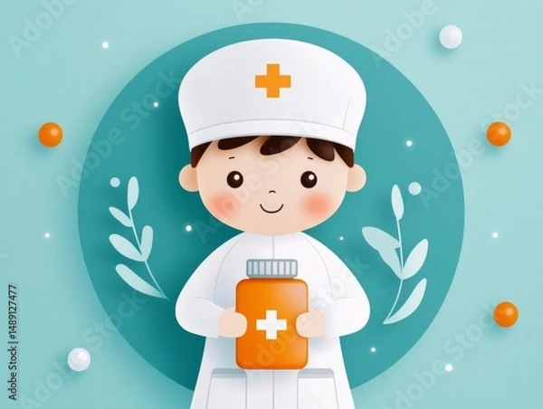 Obraz Generate an infographic concept explaining the steps to take when a child gets sick and is covered by insurance