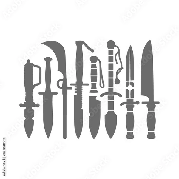 Obraz Collection of Various Knife Silhouettes