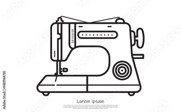 Fototapeta Sewing Machine with Transparent Background Simple Line Art Design