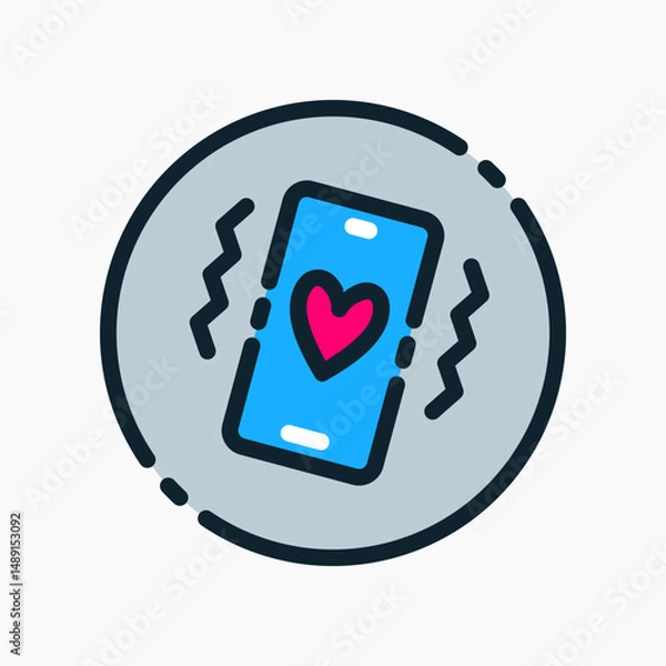 Obraz Design Illustration graphic of Love Buzz Notification icon with colored outline style. Suitable for UI, mobile design, web design, etc.