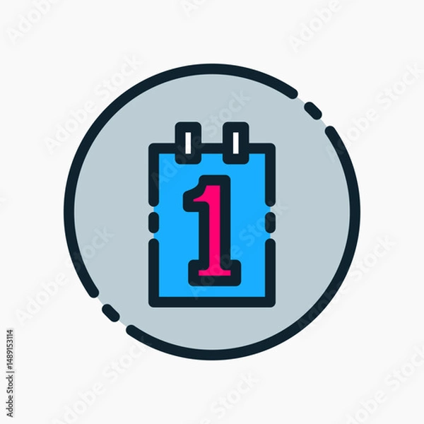 Obraz Design Illustration graphic of the first of the month icon with colored outline style. Suitable for UI, mobile design, web design, etc.