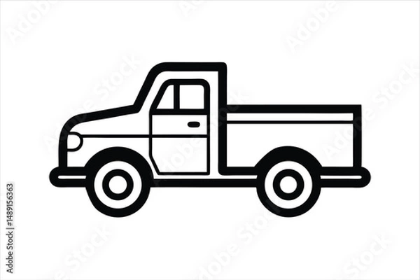 Obraz Flat Truck Line Art for Freight, Supply Chain, and Automation Themes