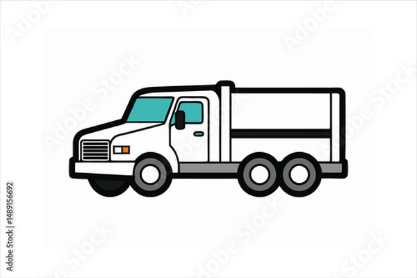 Obraz Transportation Truck Vector Symbol in Simple Line Art Style