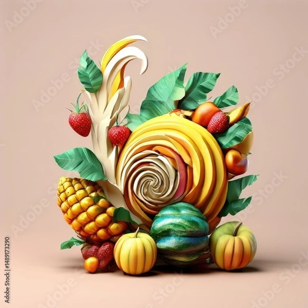Fototapeta an AI Image Generator, Abstract Vegetable-Inspired Art with Surreal Colors