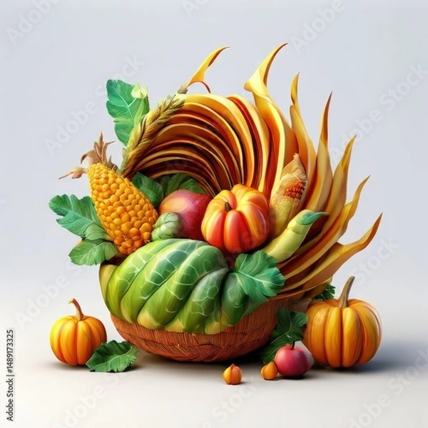 Fototapeta an AI Image Generator, Abstract Vegetable-Inspired Art with Surreal Colors