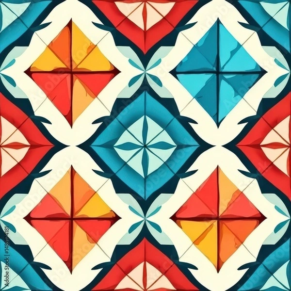 Fototapeta an AI Image Generator, Colorful Abstract Geometric Pattern With Symmetrical
