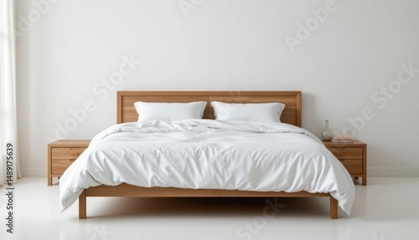 Fototapeta Modern bedroom design showcase minimalist style home interior bright environment aesthetic viewpoint