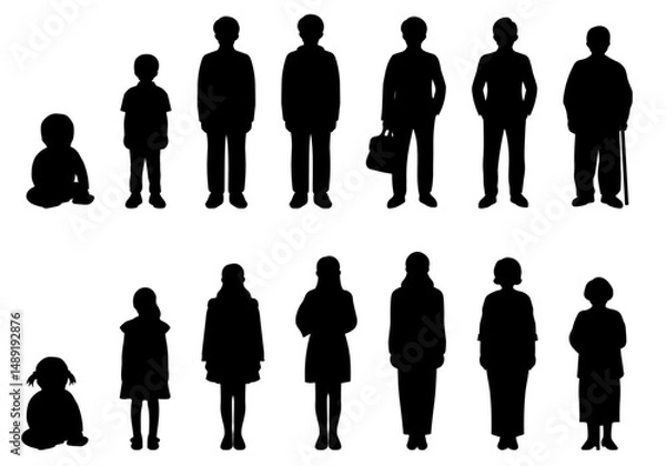 Obraz 男女の人生の段階を描いたシルエットセット