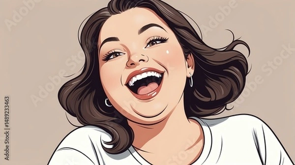 Fototapeta Plus size woman Smiling brightly with eyes wide open in excitement background