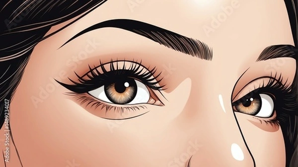 Fototapeta Plus size woman Eyes half-closed with a relaxed, calm demeanor background
