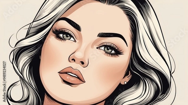 Fototapeta Plus size woman Eyebrow raised with a hint of surprise or intrigue background