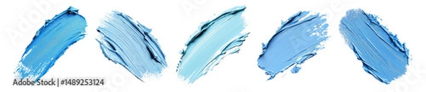 Fototapeta Abstract Blue Paint Strokes on a White Background for Art Projects, Isolated on Transparent, white background