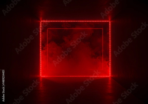Fototapeta Red neon frame empty display