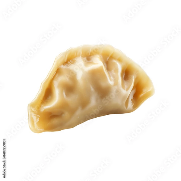 Fototapeta Single Steamed Dumpling Isolated on Black Background