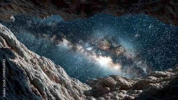 Obraz Celestial Cave  Starry Night Sky View from Rocky Mountain Pass