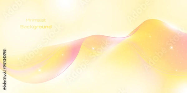 Fototapeta Soft yellow waves blend with pastel sparkles in a dreamy, elegant minimalist background