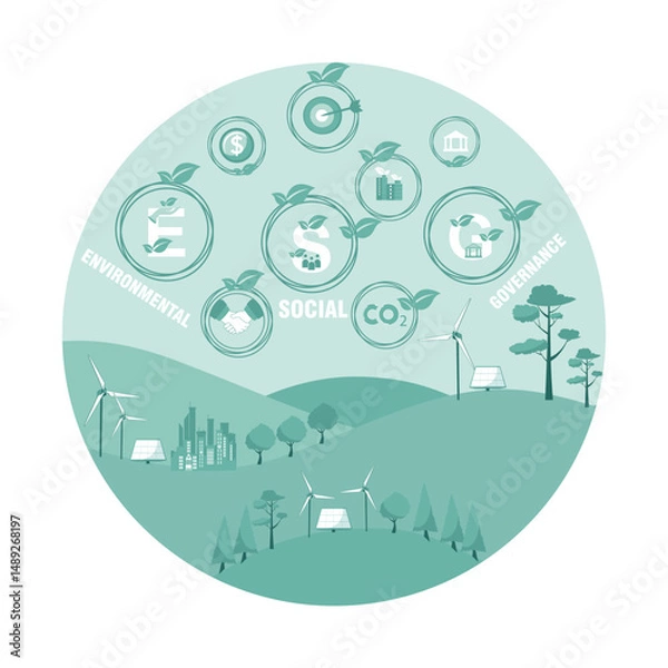 Obraz ESG concept. ESG Concerns and Renewable Resources.