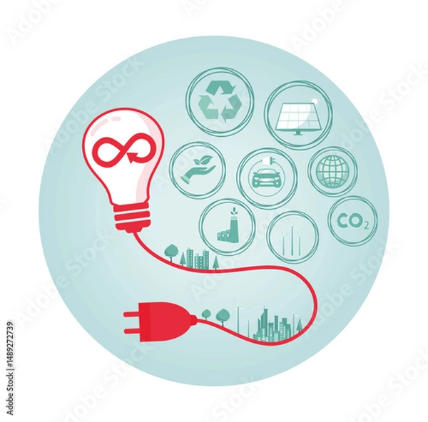 Obraz Circular economy for future growth of business and environment sustainable.
