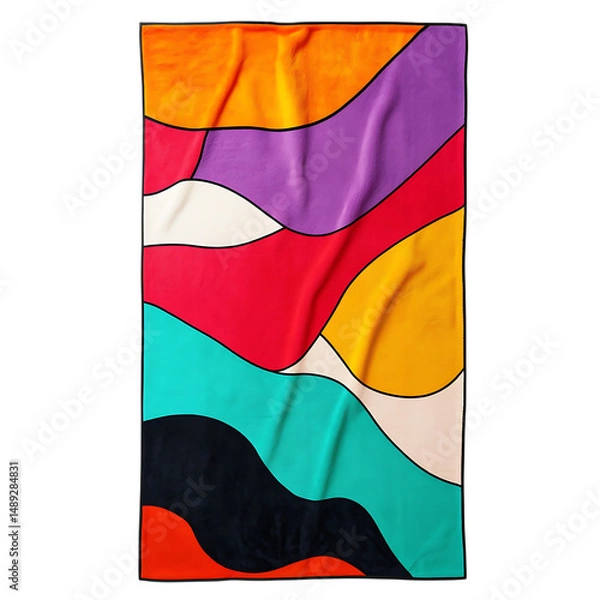 Obraz Bold Beach Towel with Oversized Abstract Line Art Isolated on Transparent Background