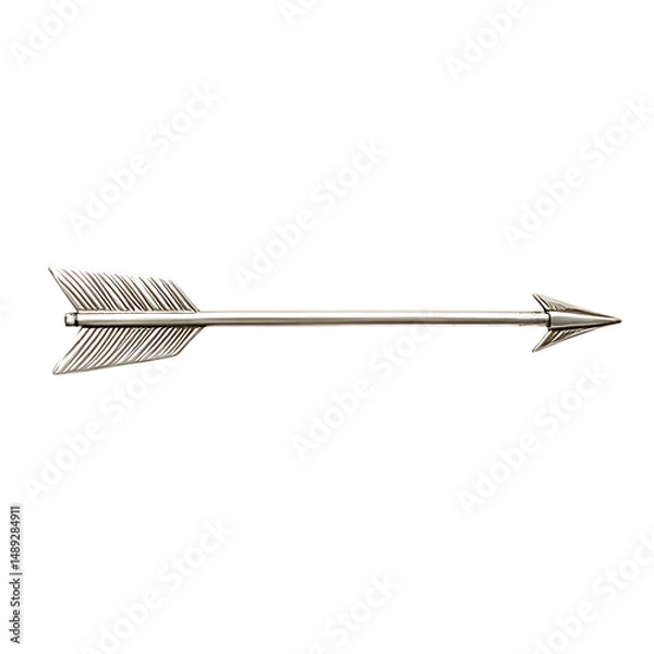 Obraz Sleek Arrow with Modern Accents in Pearlescent White Isolated on Transparent Background