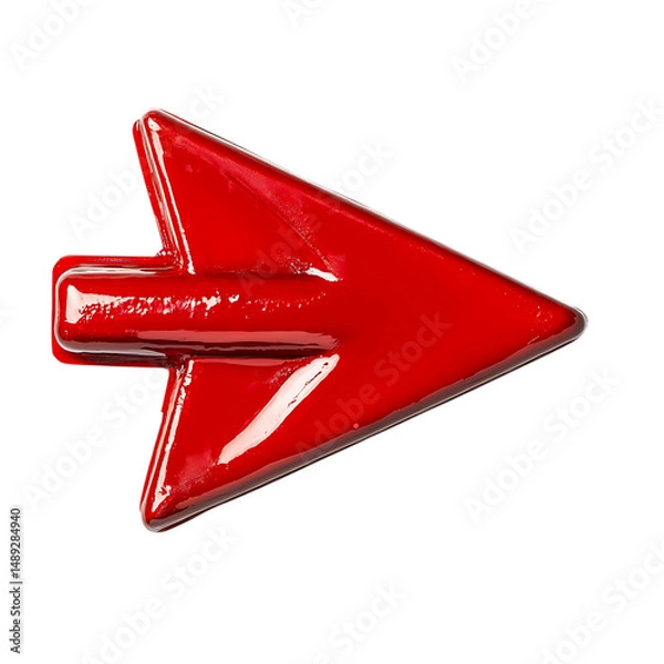 Obraz Modern Arrow with Defined Edges in Bold Red Colour Isolated on Transparent Background