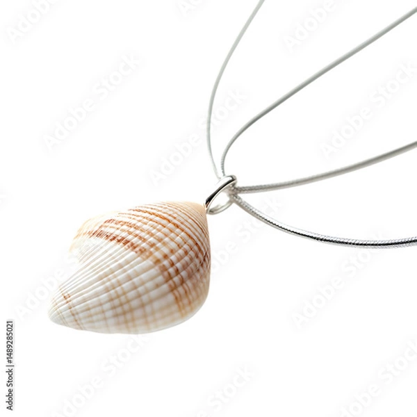 Obraz Trendy Minimalist Shell Necklace Featuring One Large Isolated on Transparent Background