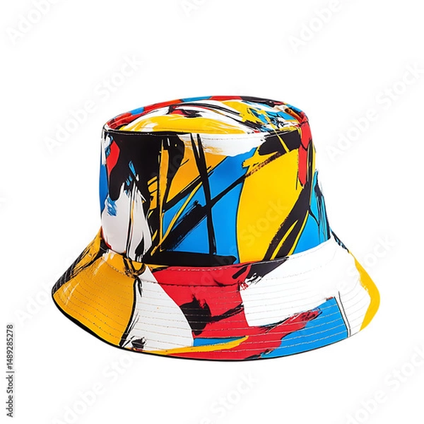 Obraz Bold Bucket Hat with a High Impact Abstract Print Isolated on Transparent Background