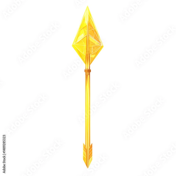 Obraz Futuristic Arrow with Striking Facets in Electric Yellow Isolated on Transparent Background