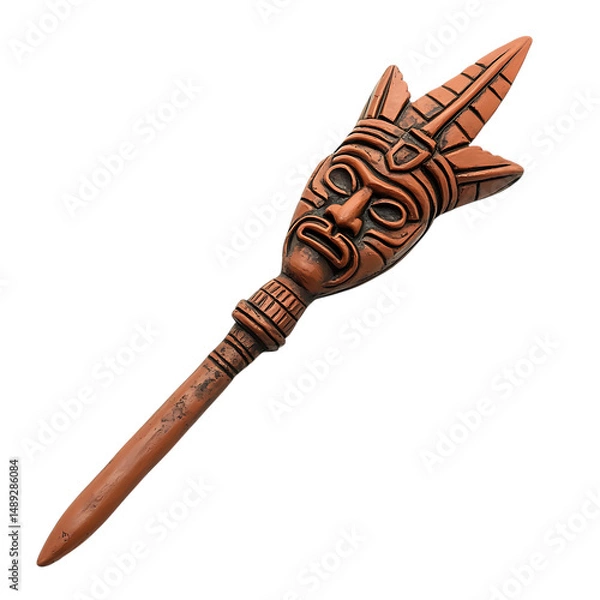 Obraz A Terracotta Arrow with Moche Warrior Masks Pre Inc Isolated on Transparent Background