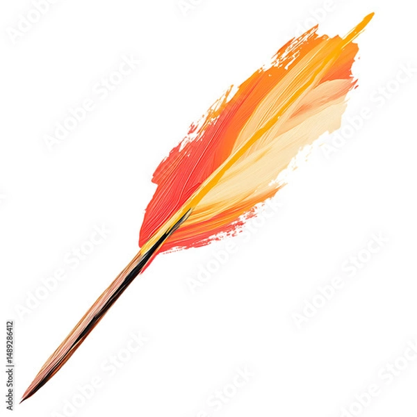 Obraz Artistic Arrow with Vivid Brush Strokes in Apricot Isolated on Transparent Background