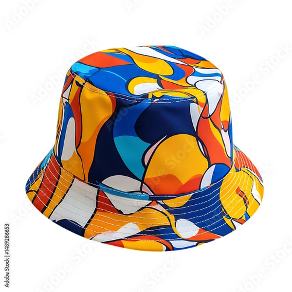 Obraz Playful Bucket Hat with a Vibrant Off-Beat Print Isolated on Transparent Background