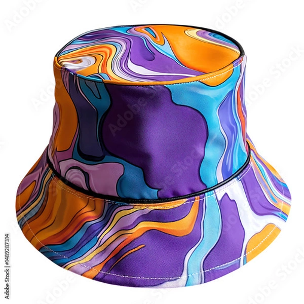 Obraz Trendy Bucket Hat with a Contemporary Colorful Desi Isolated on Transparent Background